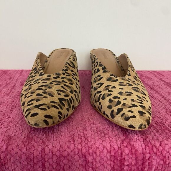 Soludos Heidi Block Heel Leopard Print Suede Mules Size 8.5 - Picture 3 of 11